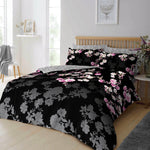 Snoozeville dekbedovertrek Roseanne floral - Zwart - Microvezel - 1-persoons (135x200 + 50x75cm)