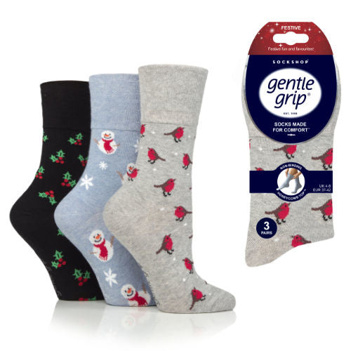 Gentle grip kerst dames sokken - design - Per 3 paar