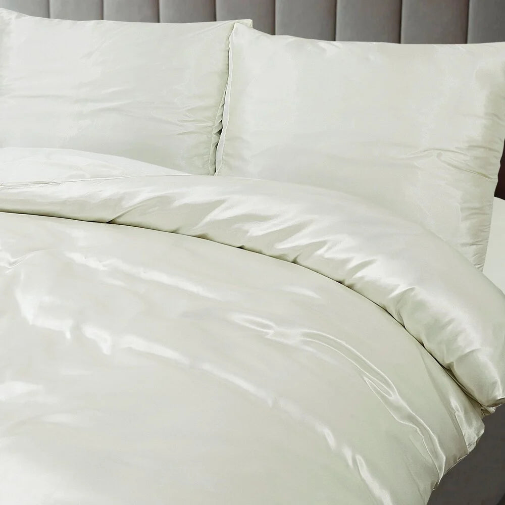 Glans satijn dekbedovertrek - off white