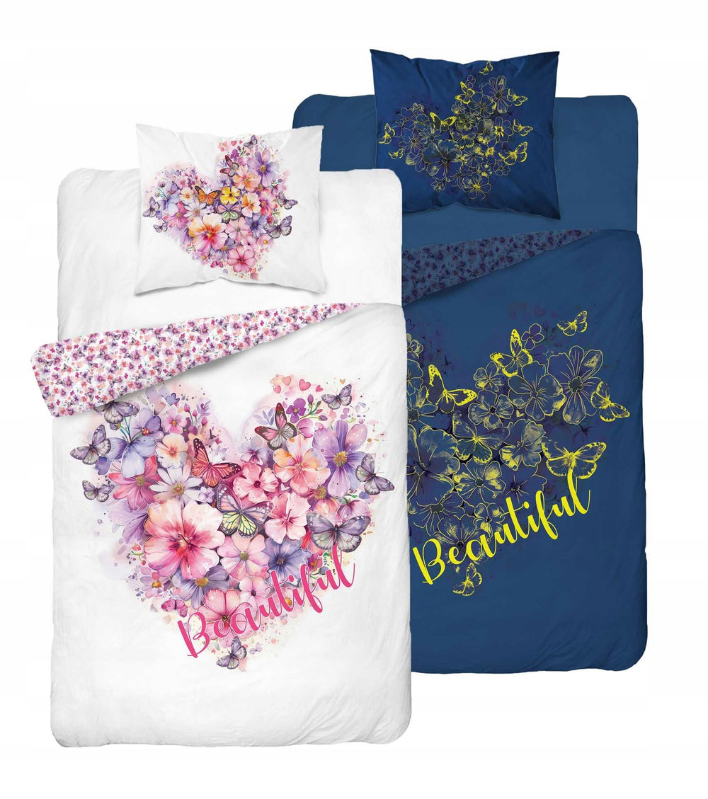 Glow in the dark dekbedovertrek Bloemen - katoen - 1-persoons (140x220 + 70x80 cm)