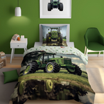 Glow in the dark kinderdekbedovertrek Groene Trekker - katoen - 1-persoons (140x200 + 70x80 cm)