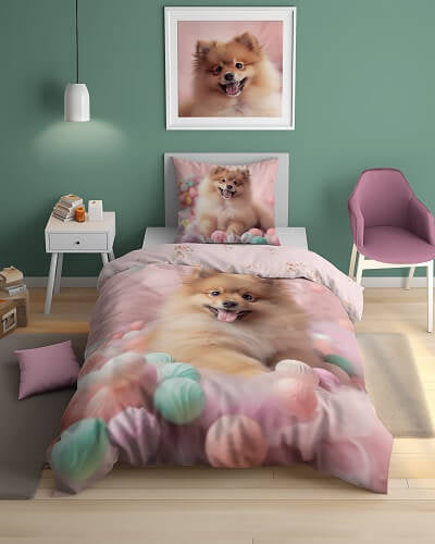 Glow in the dark dekbedovertrek Keeshondje - katoen - eenpersoons