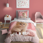 Glow in the dark kinderdekbedovertrek Kitten Wild One - katoen - 1-persoons (140x200+70x80 cm)