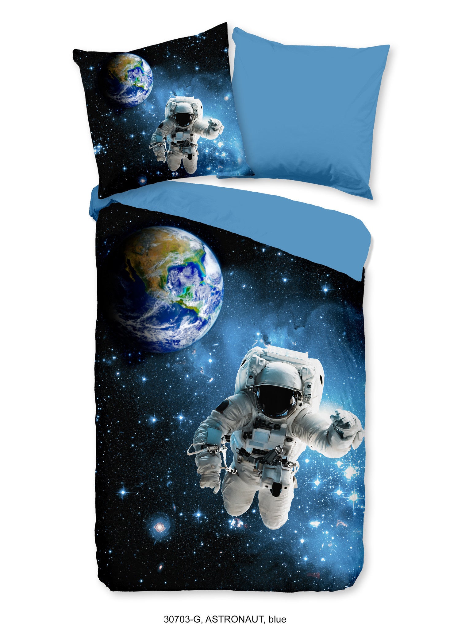 Kinderdekbedovertrek Astronaut - Katoen - 1-persoons (140x220 + 60x70 cm)