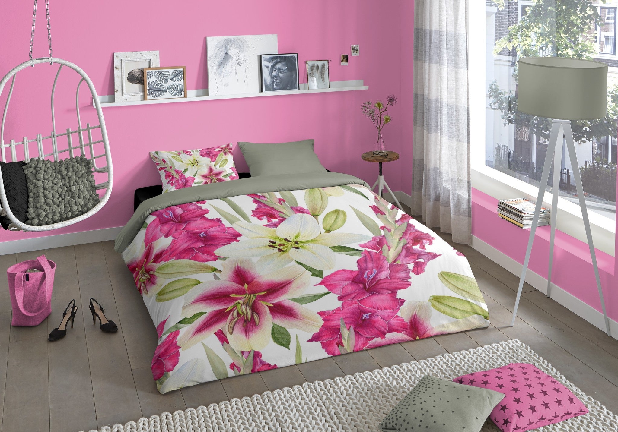 Good morning dekbedovertrek Fleurie - Katoen - 1-persoons (140x220 + 60x70cm)