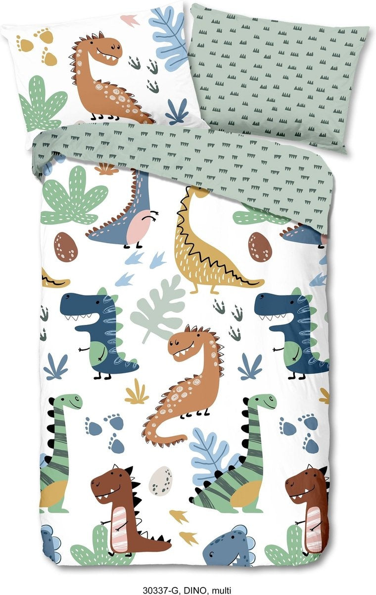 Dekbedovertrek Grappige dino's - Katoen - 1-persoons (140x220 + 60x70 cm)