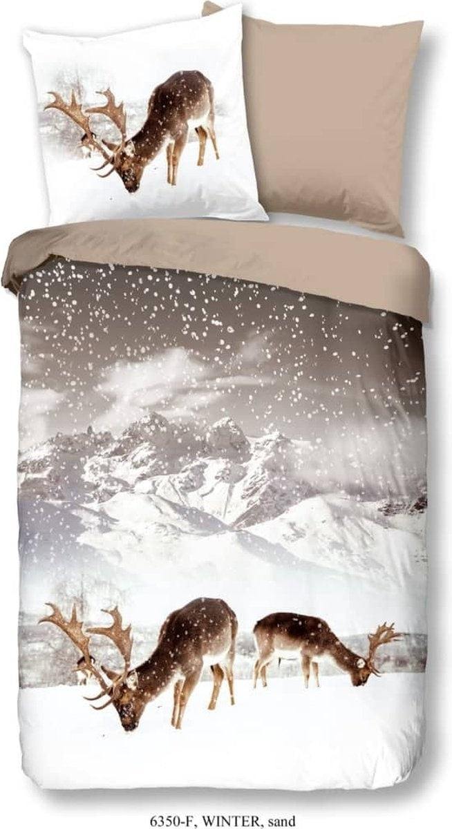 Good morning dekbedovertrek Herten winter - flanel - 1-persoons (140x220 + 60x70 cm)