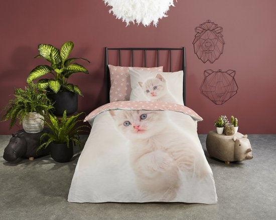 Kinderdekbedovertrek kitten cute - Katoen - 1-persoons (140x220 + 60x70 cm)