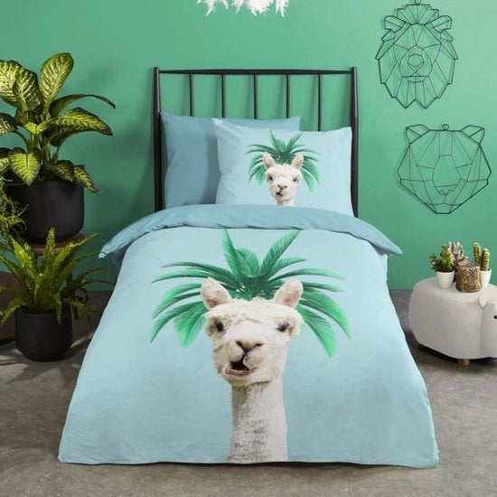 Good Morning dekbedovertrek Lama palm - katoen - eenpersoons