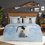 Good Morning dekbedovertrek Pinga pinguïn - lichtblauw - Flanel - Lits-jumeaux (240x220 + 2st 60x70cm)