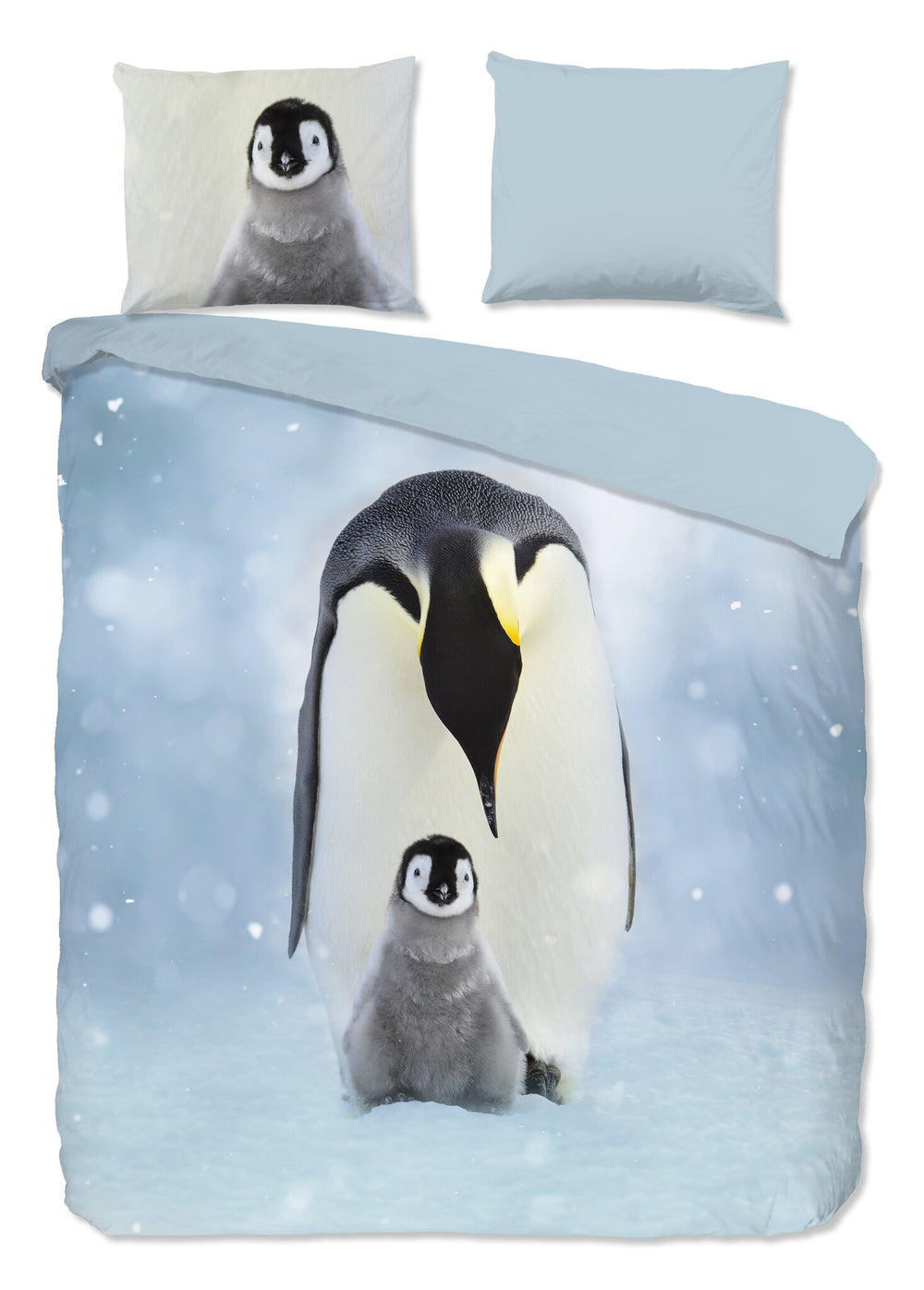 Good Morning dekbedovertrek Pinga pinguïn - lichtblauw - Flanel - Lits-jumeaux (240x220 + 2st 60x70cm)