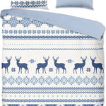 Flanel dekbedovertrek Nordic - blauw - 2-persoons (200x220 + 2st 60x70cm)