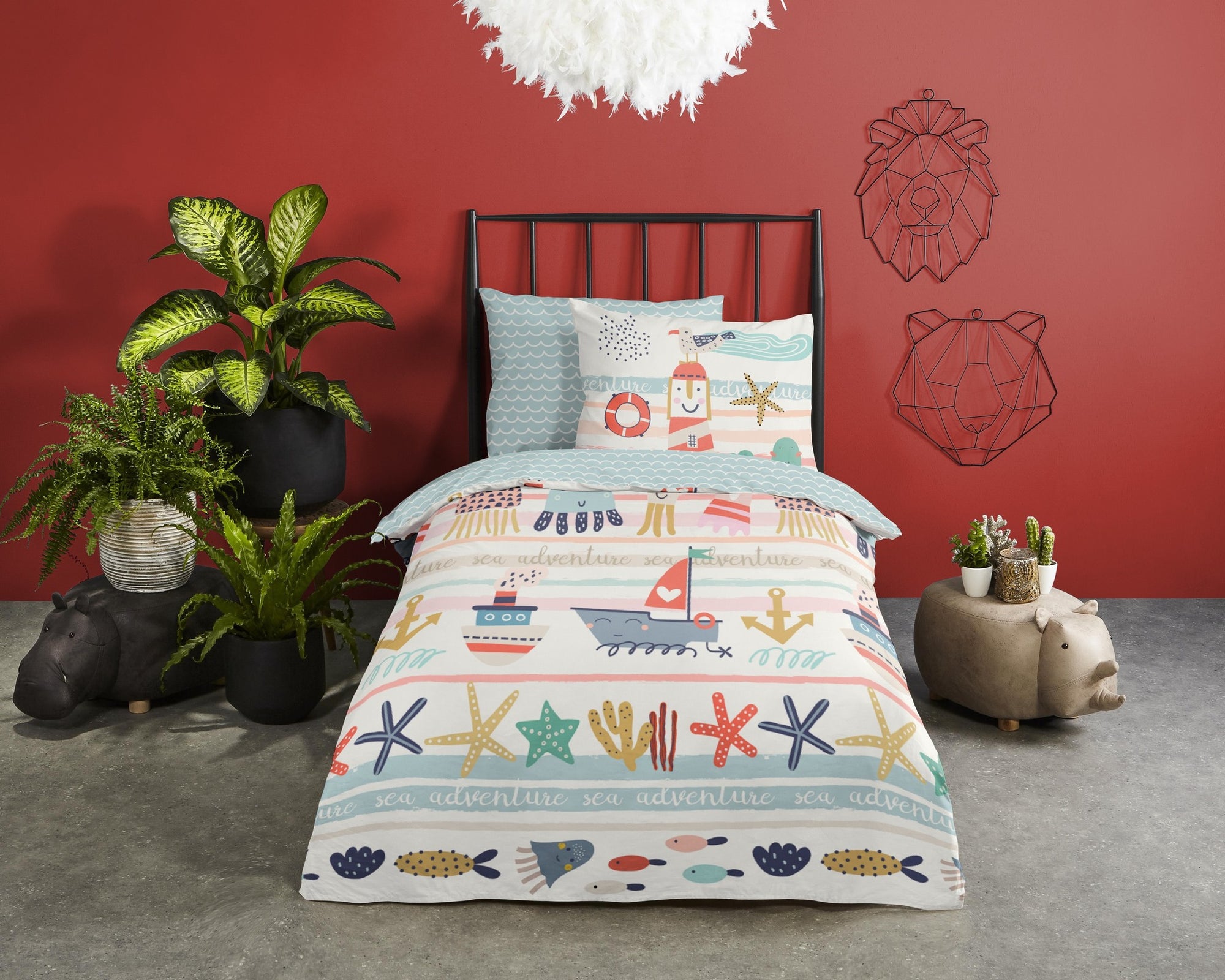 Kinderdekbedovertrek Sea - Katoen - 1-persoons (140x220 + 60x70 cm)