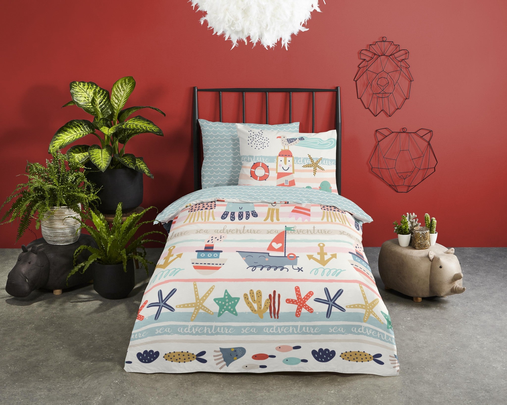Kinderdekbedovertrek Sea - Katoen - 1-persoons (140x220 + 60x70 cm)