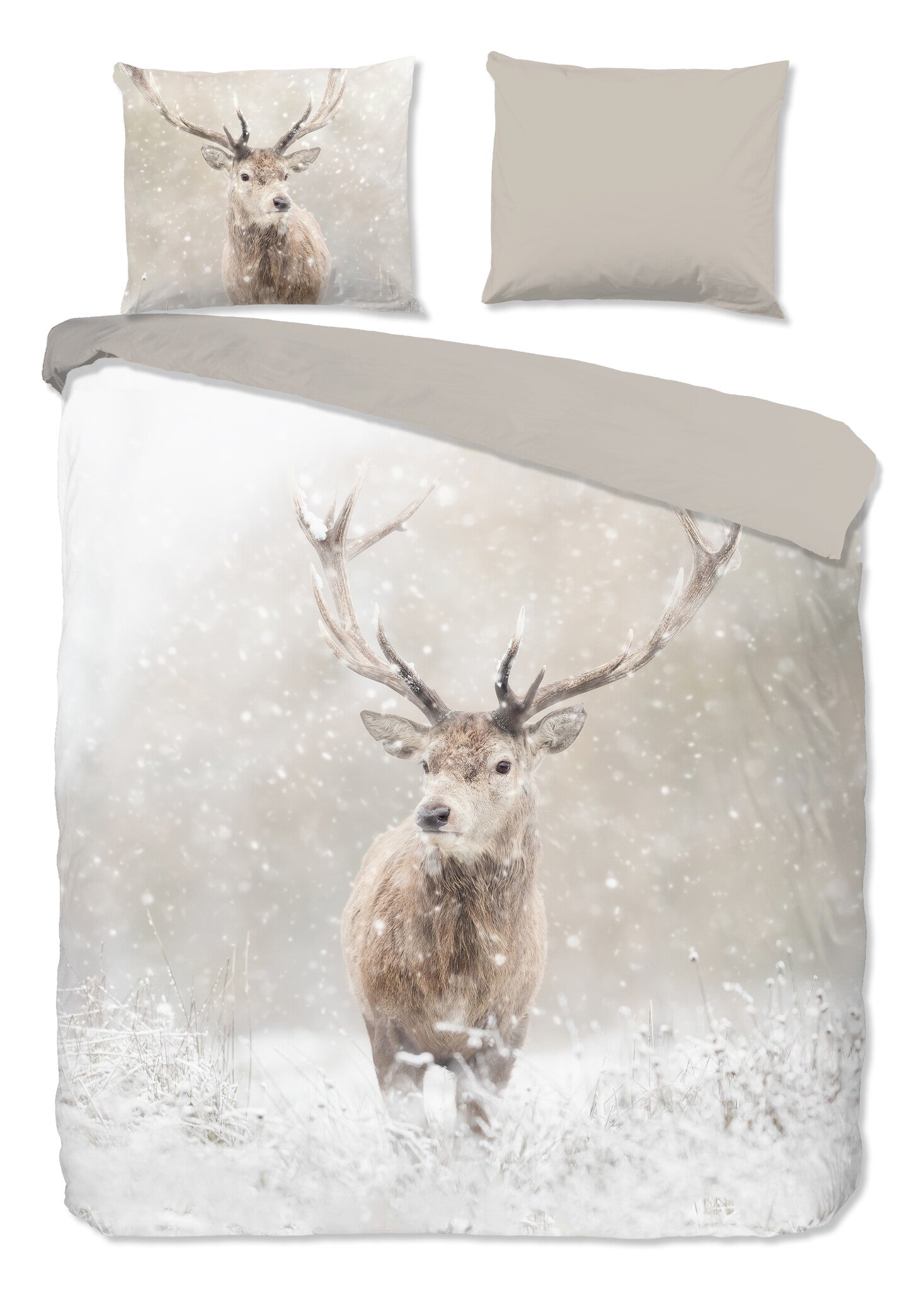 Flanel dekbedovertrek Snowydeer zand
