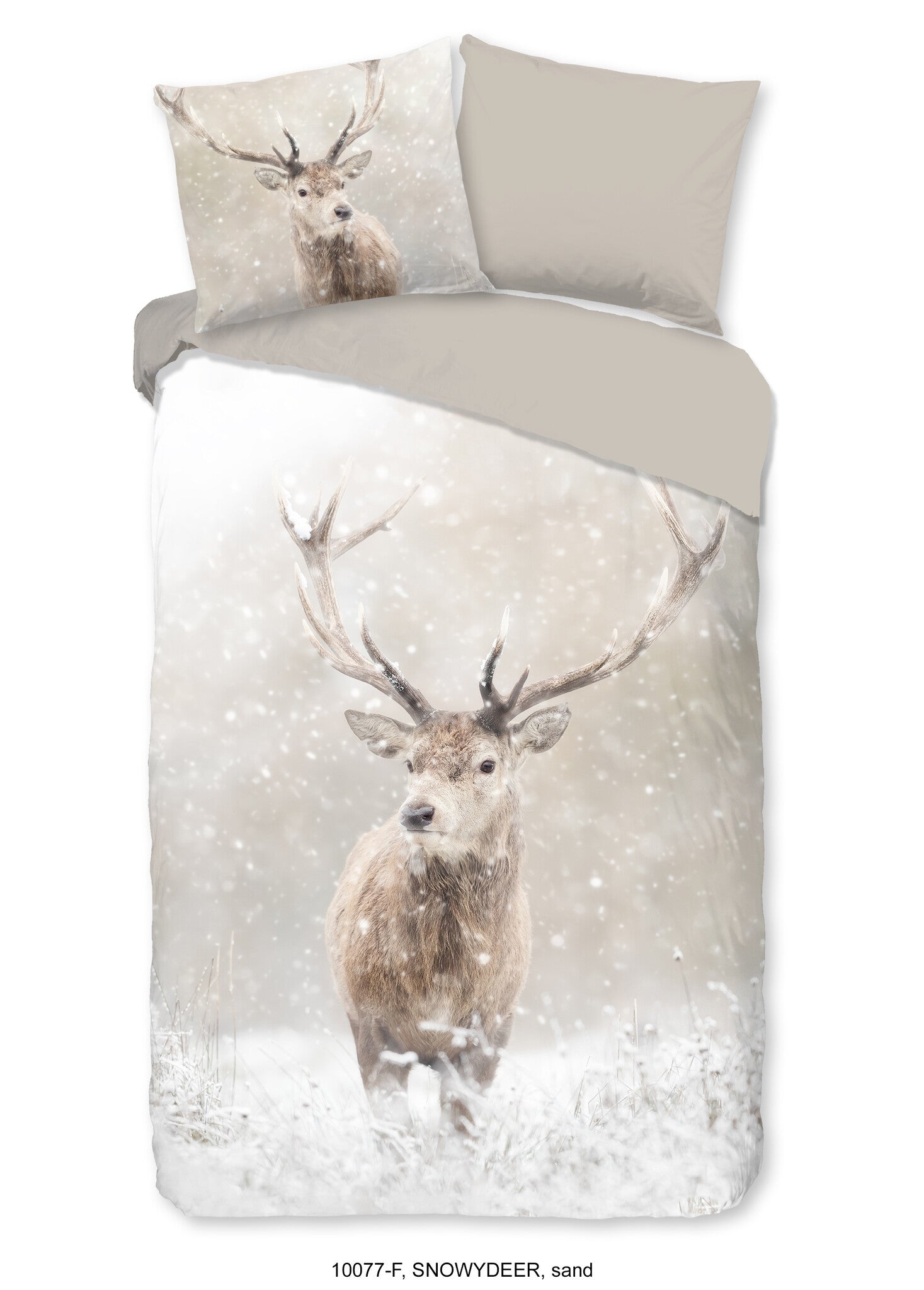 Flanel dekbedovertrek Snowydeer zand