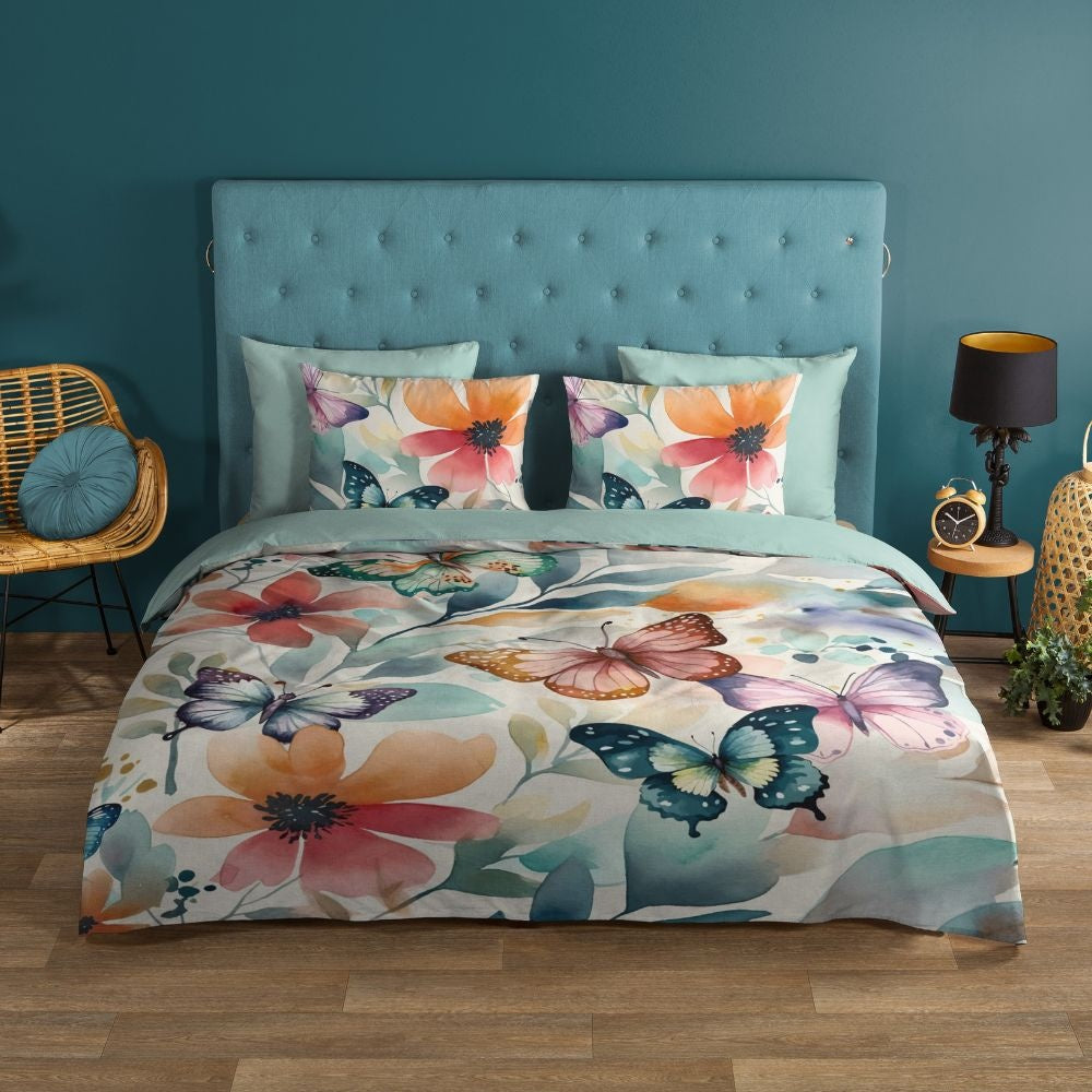 Good morning dekbedovertrek Vallee vlinders bloemen - Katoen