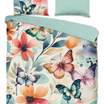Good morning dekbedovertrek Vallee vlinders bloemen - Katoen