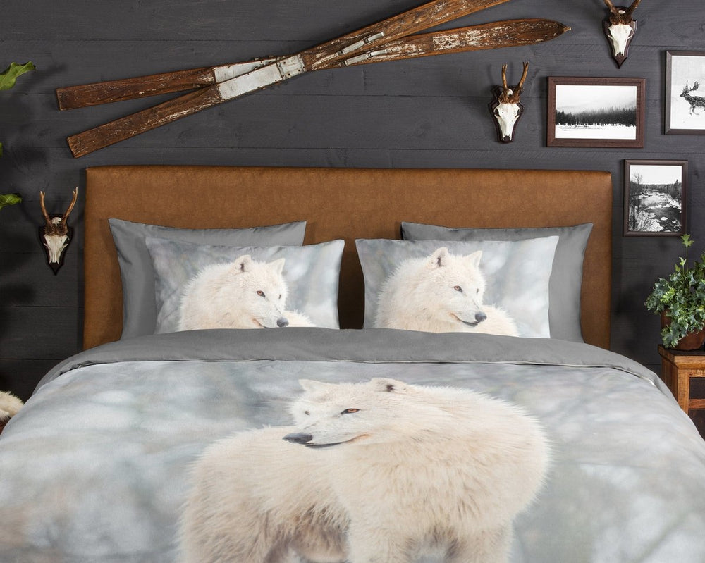 Good morning dekbedovertrek Wolf Julian - grijs - Flanel