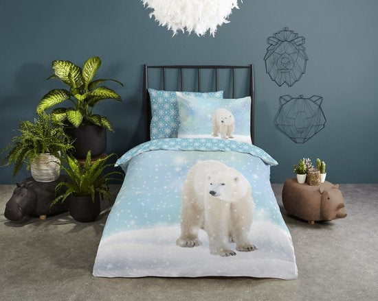 Kinderdekbedovertrek IJsbeer - Flanel - 1-persoons (140x220 + 60x70 cm)