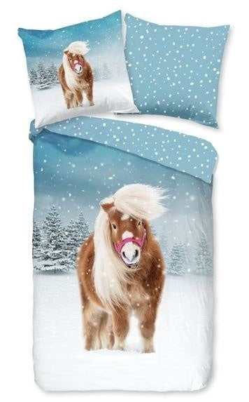 Flanel kinderdekbedovertrek sweet pony - 1-persoons (140x220 + 60x70 cm)