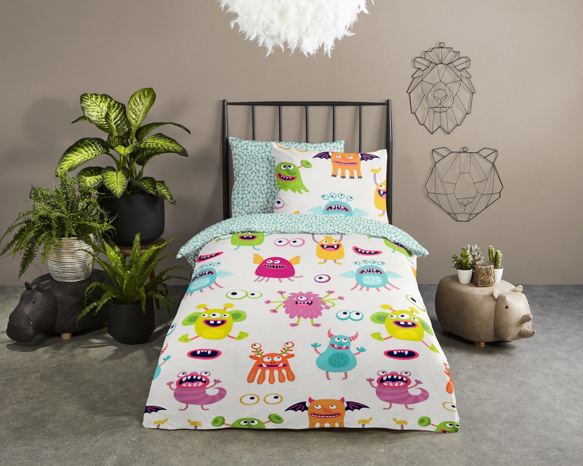 Junior dekbedovertrek monsters - katoen - 120x150 cm