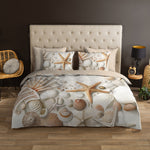 Good morning dekbedovertrek Cote schelpen - zand - Katoen