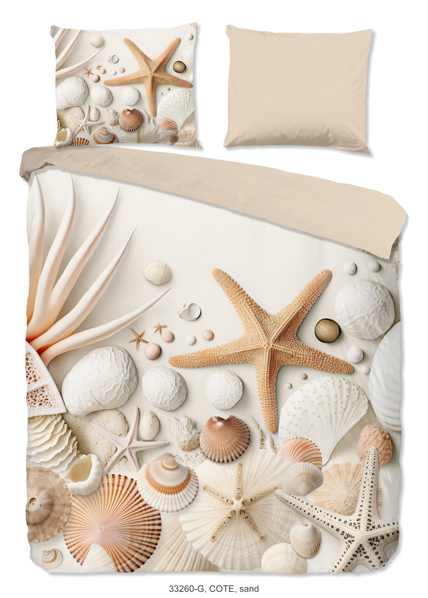 Good morning dekbedovertrek Cote schelpen - zand - Katoen