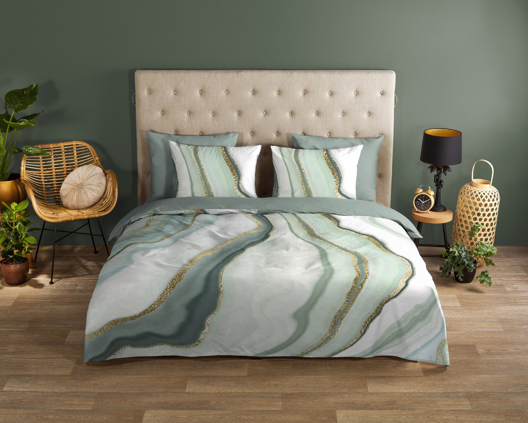 Good morning dekbedovertrek Quincy Sage - groen - katoen