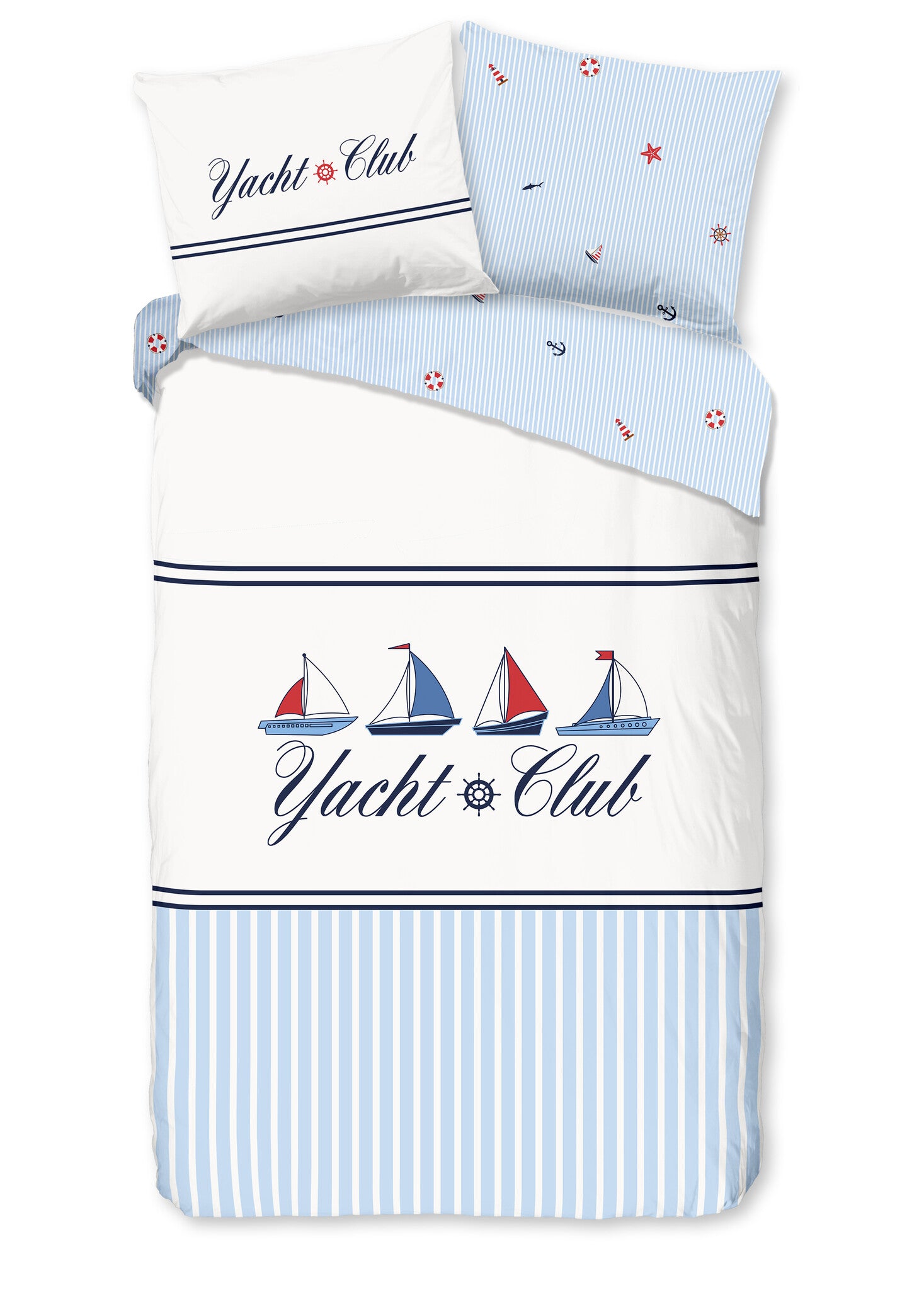 Good morning dekbedovertrek Yacht club - blauw - katoen