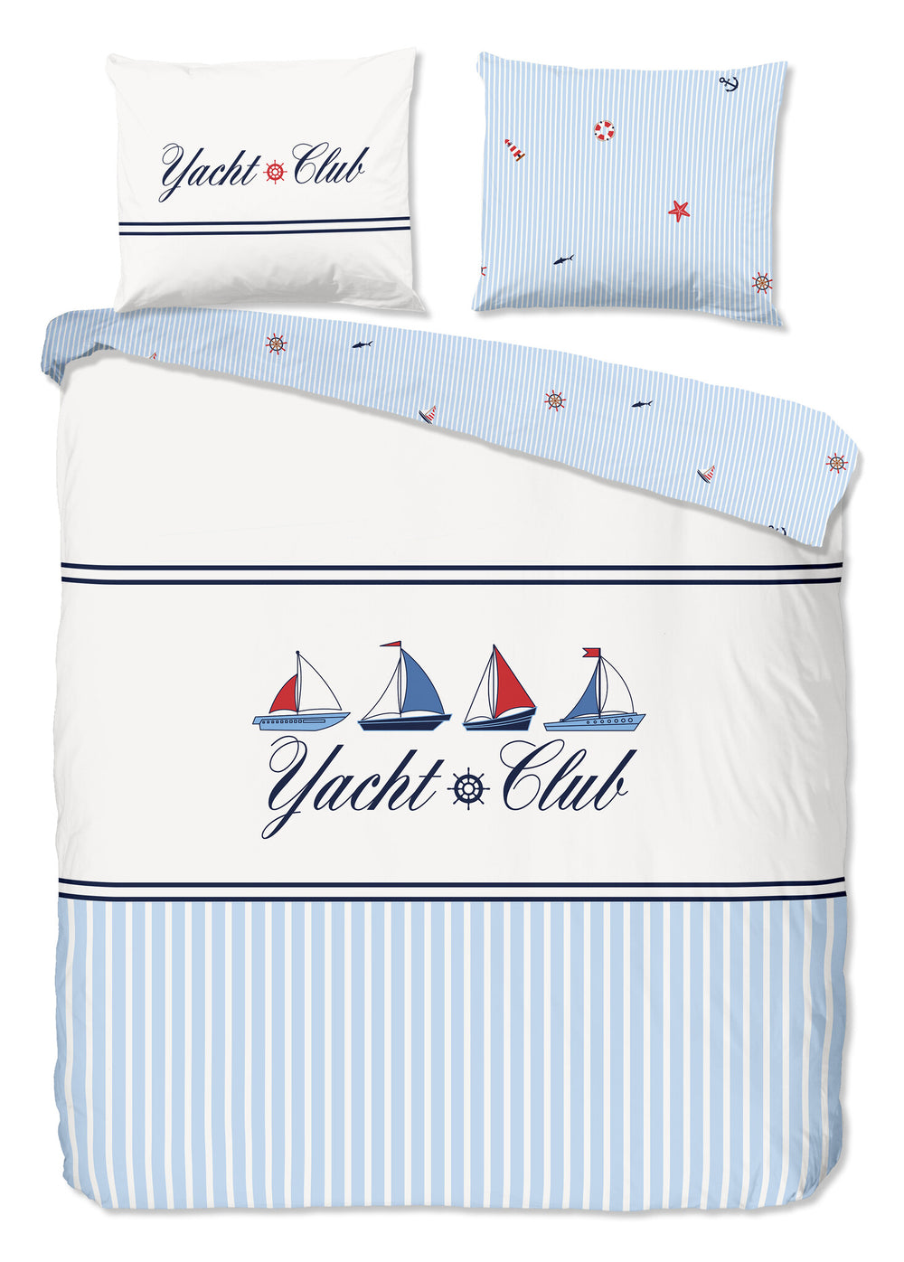 Good morning dekbedovertrek Yacht club - blauw - katoen