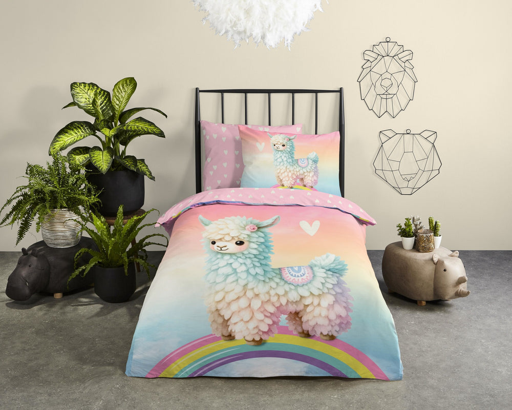 Good morning dekbedovertrek Chico lama - Katoen - 1-persoons (140x220 + 60x70 cm)