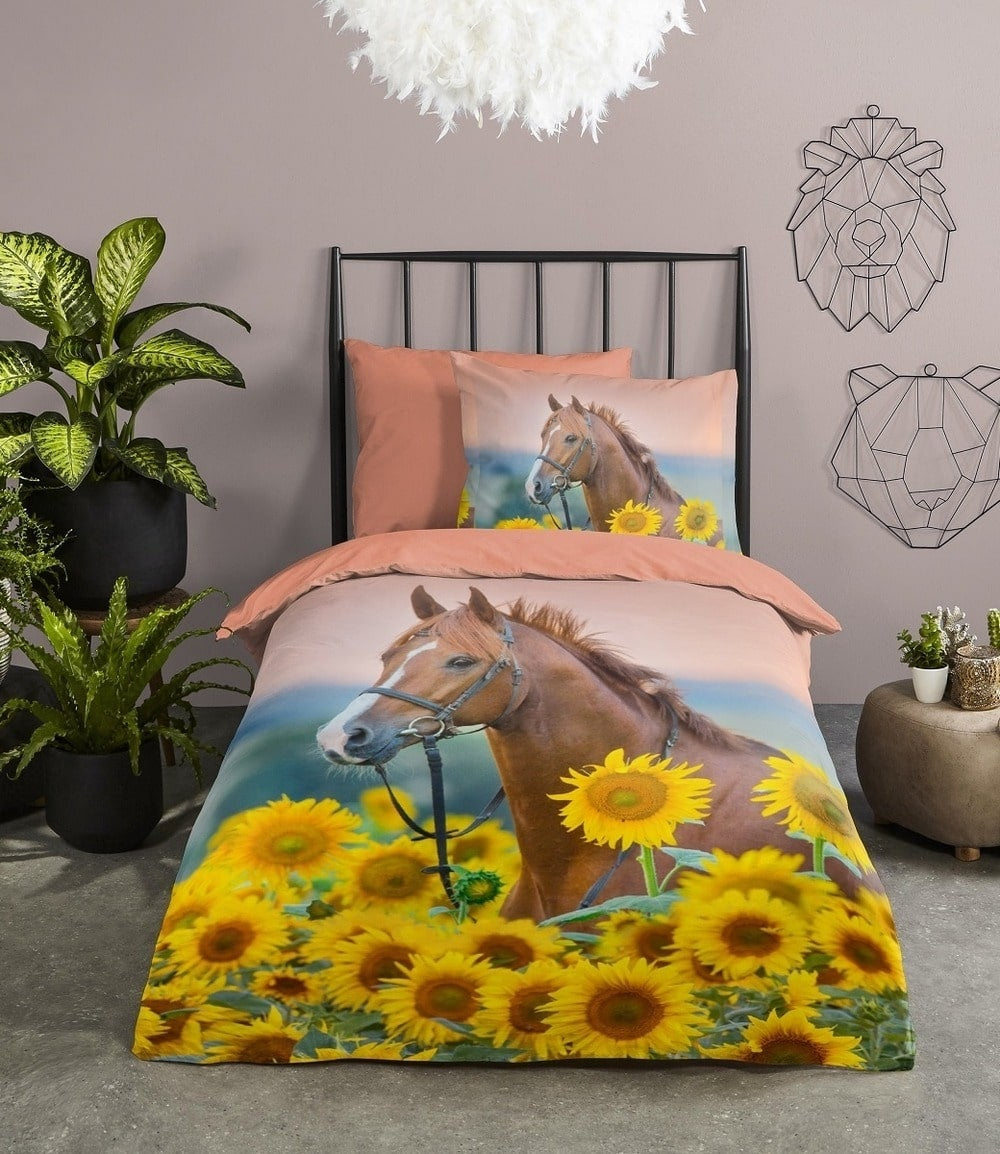 Kinderdekbedovertrek Beauty paard - Katoen - 1-persoons (140x220 + 60x70 cm)