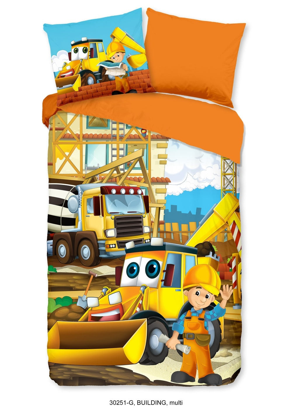 Kinderdekbedovertrek Bouwplaats - Katoen - 1-persoons (140x220 + 60x70 cm)