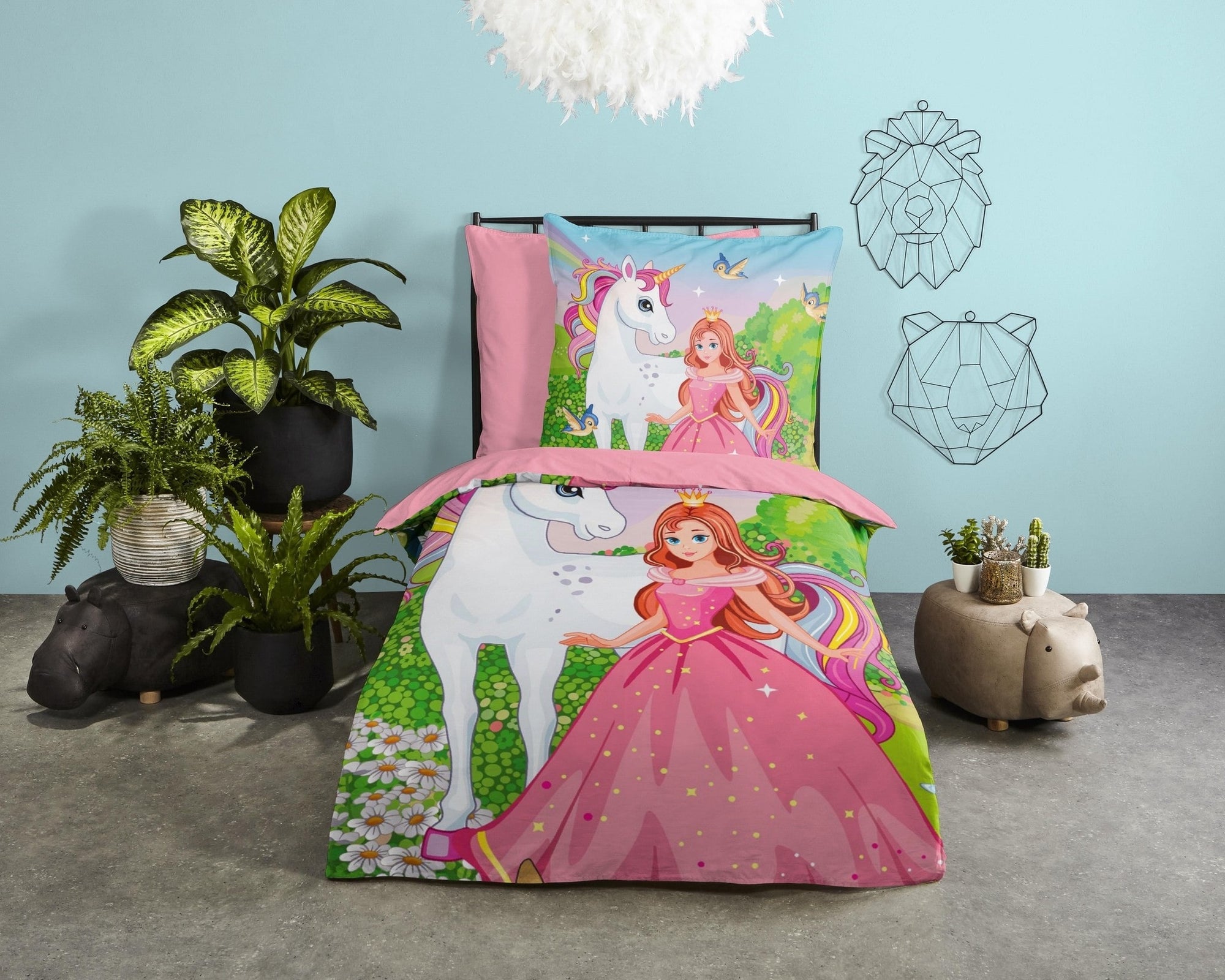 Kinderdekbedovertrek Fairytale  - Katoen - 1-persoons (140x220  + 60x70 cm)