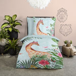 Kinderdekbedovertrek Giraffe jungle - Katoen - 1-persoons (140x220 + 60x70 cm)