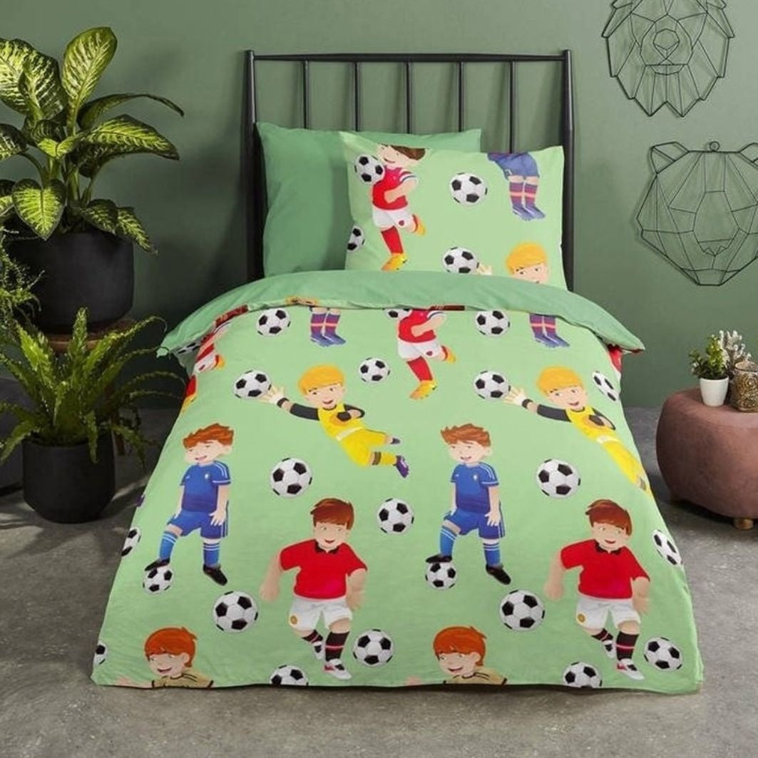 Kinderdekbedovertrek Go voetbal - Katoen - 1-persoons (140x220 + 60x70 cm)