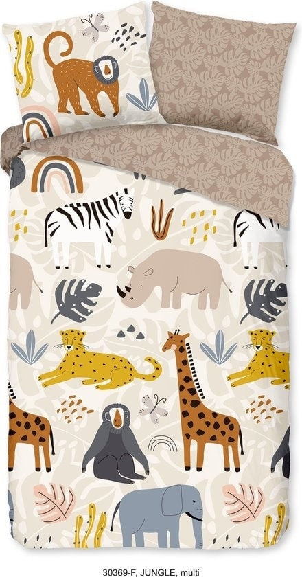 Kinderdekbedovertrek Jungle - Flanel - 1-persoons (140x220 + 60x70 cm)