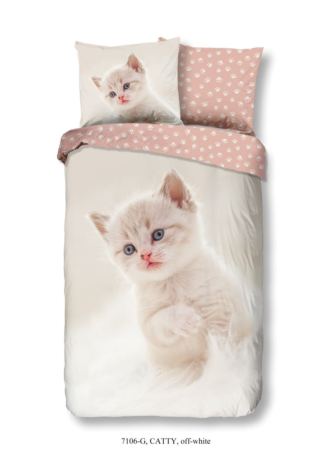 Kinderdekbedovertrek kitten cute - Katoen - 1-persoons (140x220 + 60x70 cm)