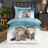 Kinderdekbedovertrek kitten family - Flanel - 1-persoons (140x220 + 60x70 cm)