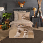 Kinderdekbedovertrek Kitty kitten - Flanel - 1-persoons (140x220 + 60x70 cm)
