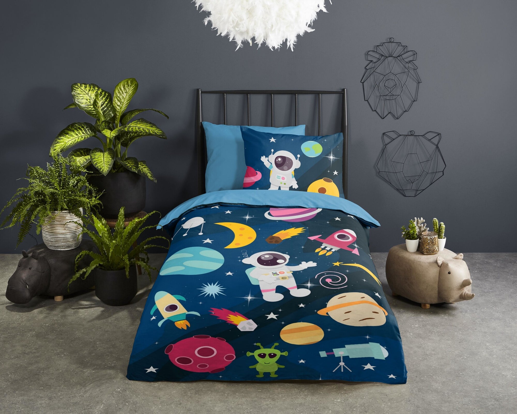 Kinderdekbedovertrek Planets - Microvezel - 1-persoons (140x220 + 60x70 cm)