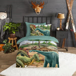 Kinderdekbedovertrek Prehistory Dino - Flanel - 1-persoons (140x220 + 60x70 cm)