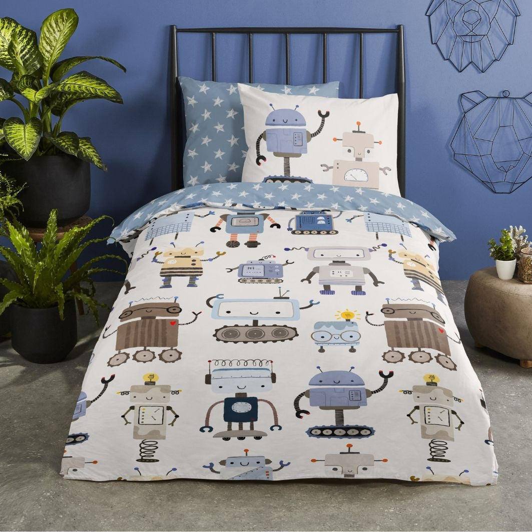 Peuter dekbedovertrek Robo - juniorbed (120x150 + 60x70 cm)