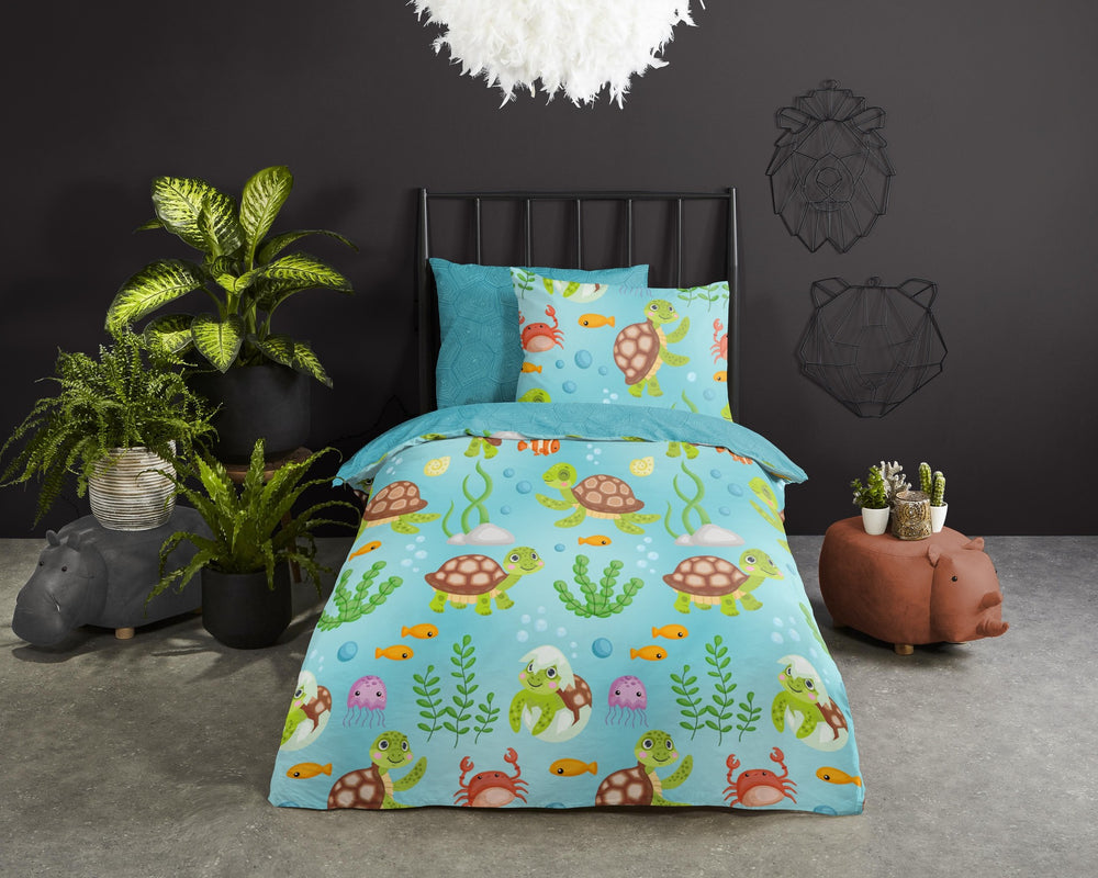 Good Morning dekbedovertrek schildpadden - katoen - eenpersoons