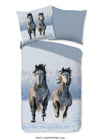Good morning  kinderdekbedovertrek snow horses paarden - flanel