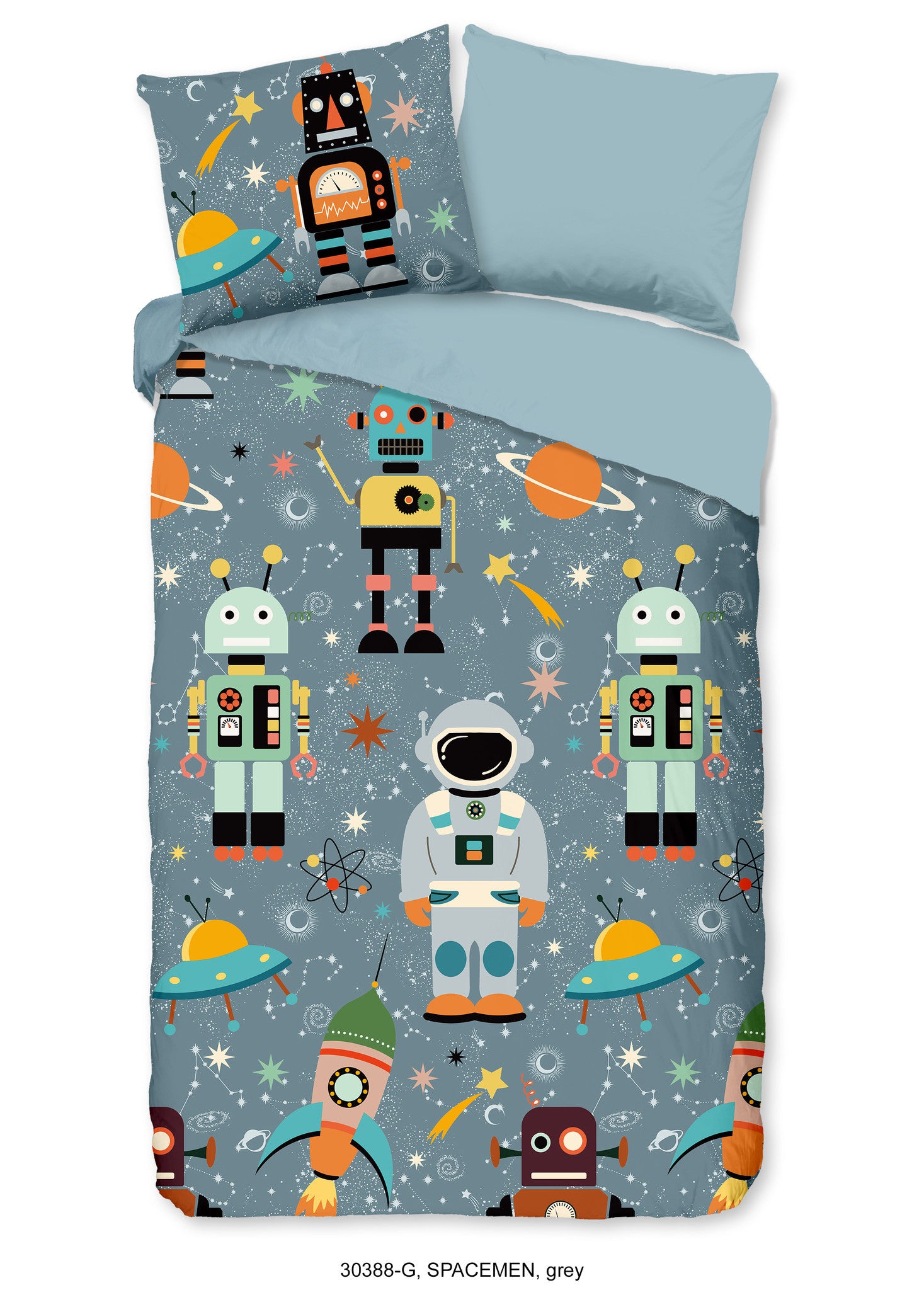 Kinderdekbedovertrek Spacemen - Katoen - 1-persoons (140x220 + 60x70 cm)