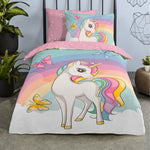 Kinderdekbedovertrek Unicorn Dash - Katoen - 1-persoons (140x220  + 60x70 cm)