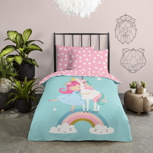 Kinderdekbedovertrek Unicorn heaven - Katoen - 1-persoons (140x220 + 60x70 cm)