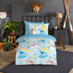 Kinderdekbedovertrek Unicorn prinses - Flanel - 1-persoons (140x220  + 60x70 cm)